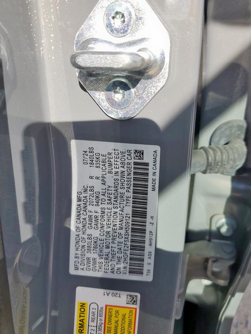 2025 HONDA CIVIC SPORT 2HGFE2F5XSH509121