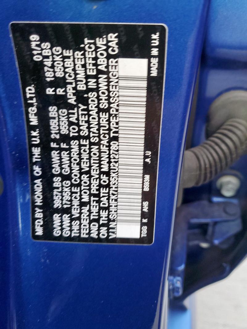 2019 HONDA CIVIC LX SHHFK7H35KU212780