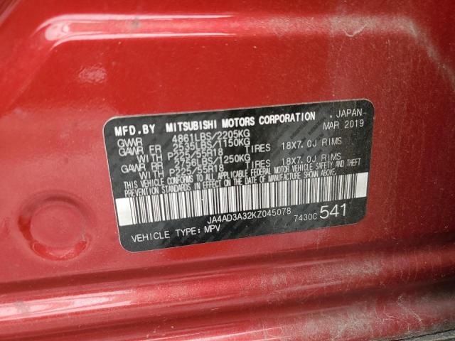 2019 MITSUBISHI OUTLANDER JA4AD3A32KZ045078