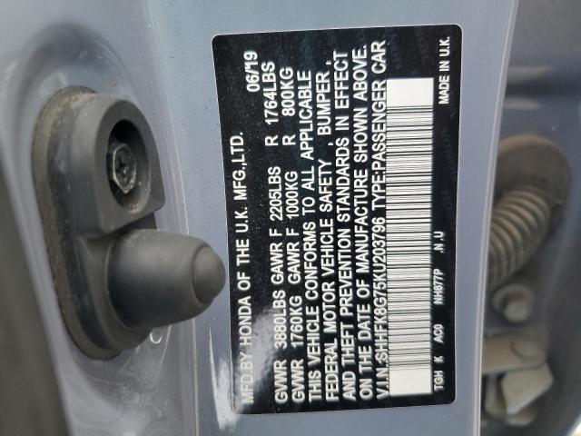 2019 HONDA CIVIC TYPE SHHFK8G75KU203796