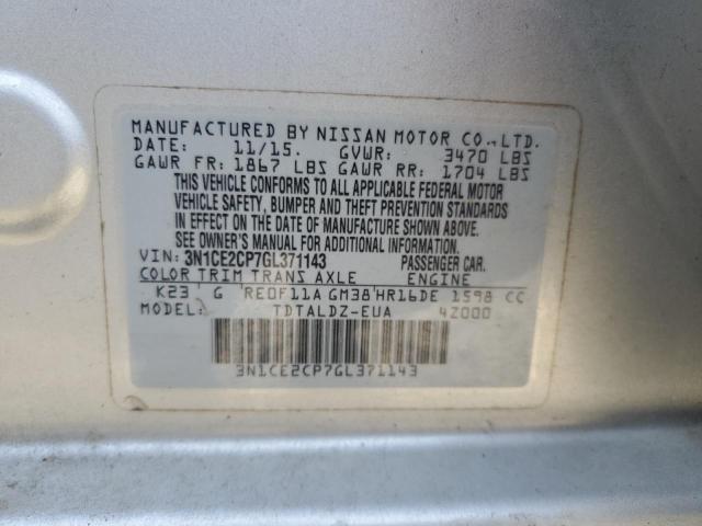 2016 NISSAN VERSA NOTE #3296355170