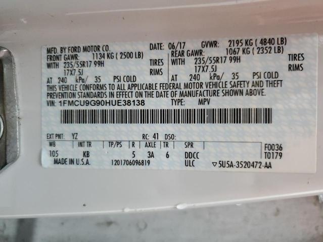 2017 FORD ESCAPE SE - 1FMCU9G90HUE38138