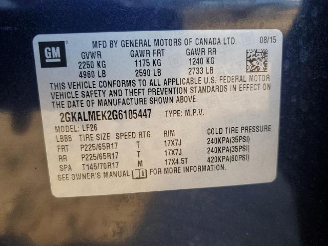 2016 GMC TERRAIN SL 2GKALMEK2G6105447