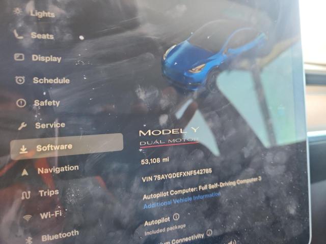 2022 TESLA MODEL Y - 7SAYGDEFXNF542785