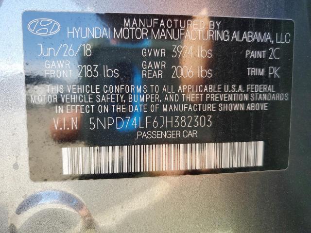 2018 HYUNDAI ELANTRA SE 5NPD74LF6JH382303
