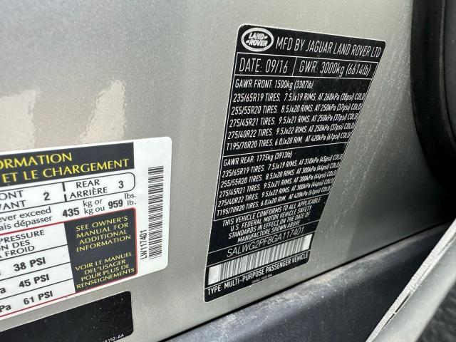 2016 LAND ROVER RANGE ROVE SALWG2PF8GA117401