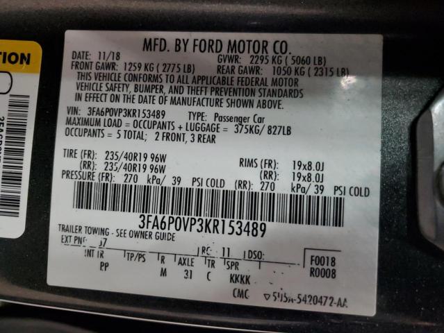 2019 FORD FUSION SPO 3FA6P0VP3KR153489