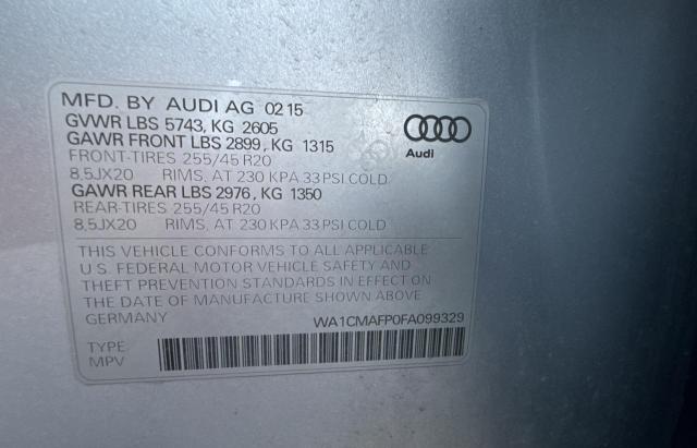 2015 AUDI Q5 TDI PRE WA1CMAFP0FA099329