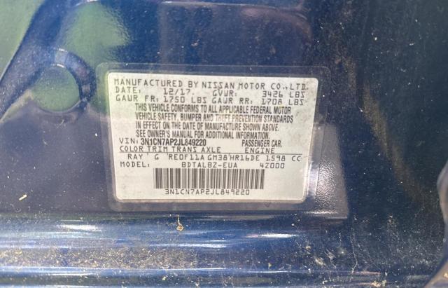 2018 NISSAN VERSA S 3N1CN7AP2JL849220