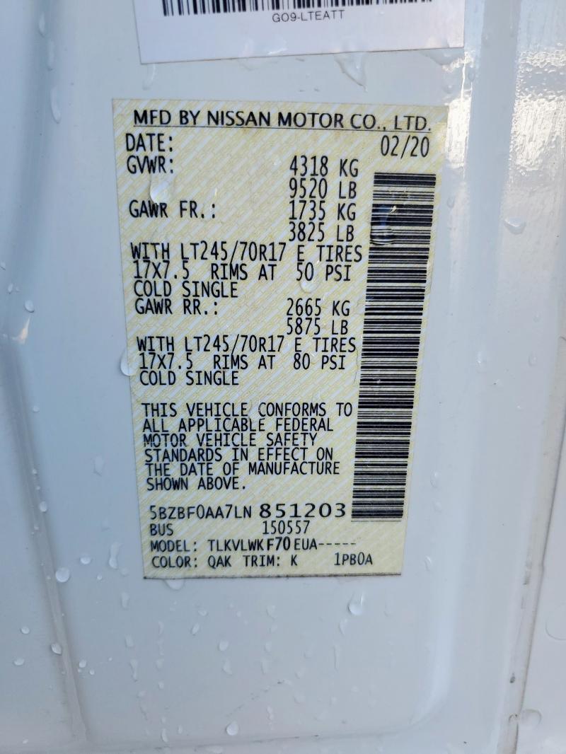 2020 NISSAN NV 3500 5BZBF0AA7LN851203