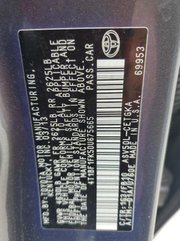 2013 TOYOTA CAMRY L - 4T1BF1FK5DU675665