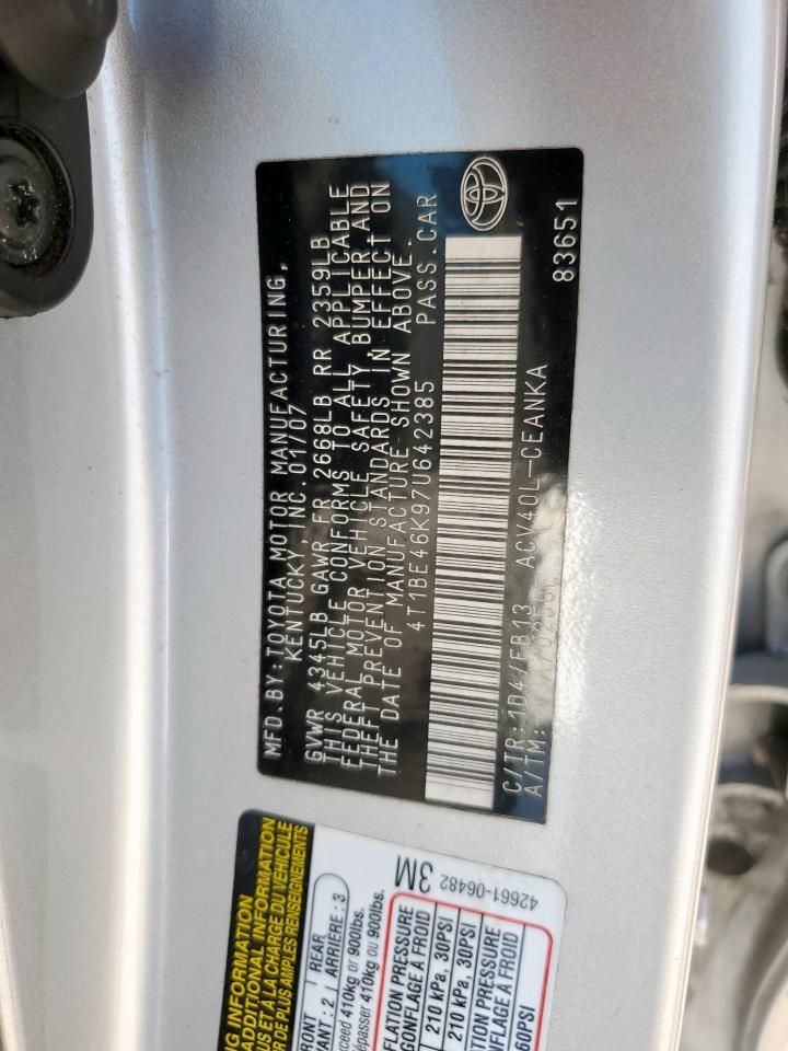 Lot #3296384648 2007 TOYOTA CAMRY CE