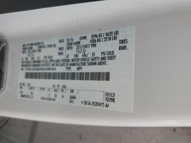 2017 FORD ESCAPE SE - 1FMCU0GD0HUC08163