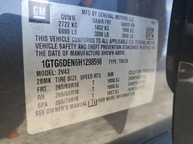 2017 GMC CANYON SLT 1GTG6DEN6H1298598