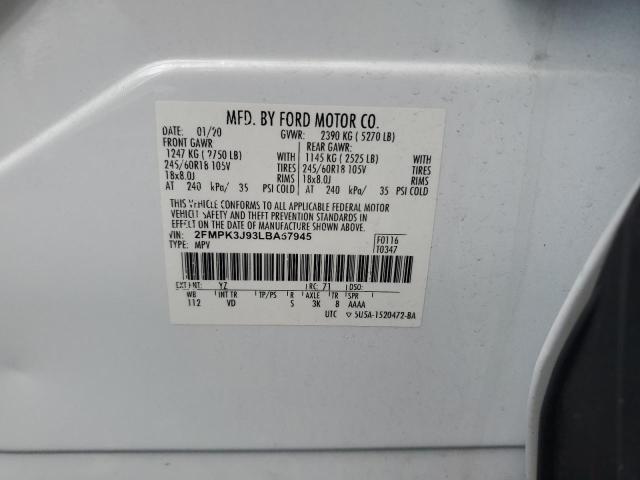 2020 FORD EDGE SEL 2FMPK3J93LBA57945