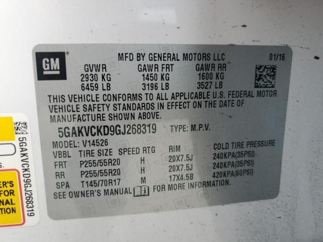 2016 BUICK ENCLAVE 5GAKVCKD9GJ268319