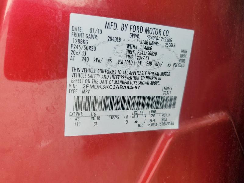 2010 FORD EDGE LIMITED - 2FMDK3KC3ABA84587