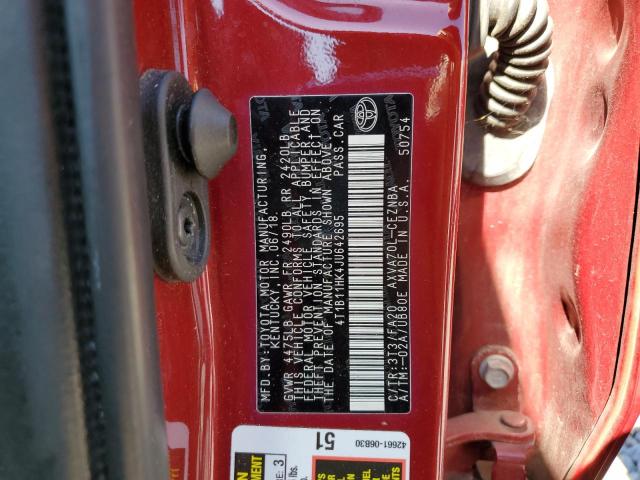 2018 TOYOTA CAMRY L 4T1B11HK4JU642695