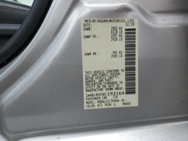 2019 NISSAN ALTIMA SL 1N4BL4EV1KC193164