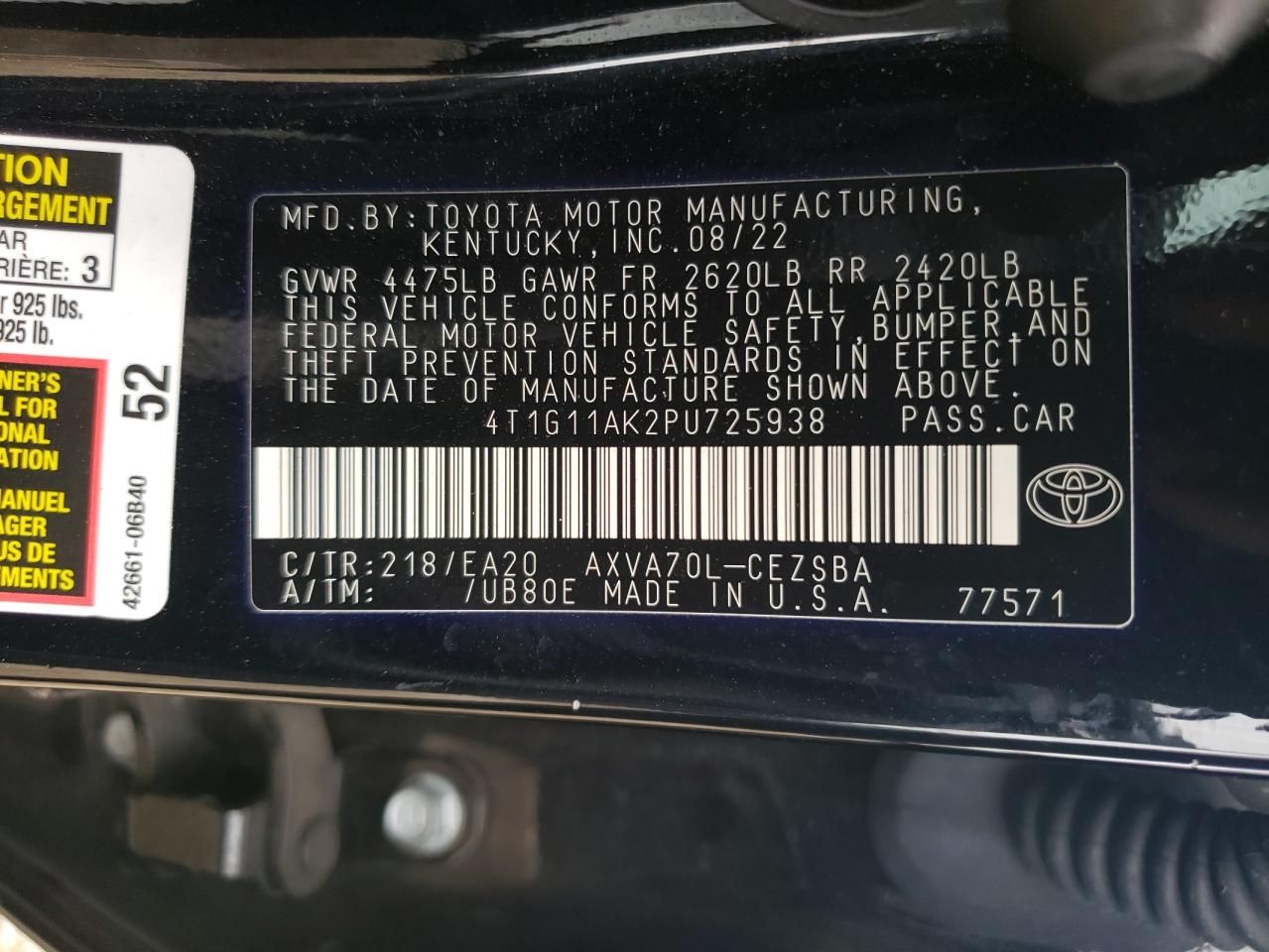 TOYOTA CAMRY SE NIGHT SHADE