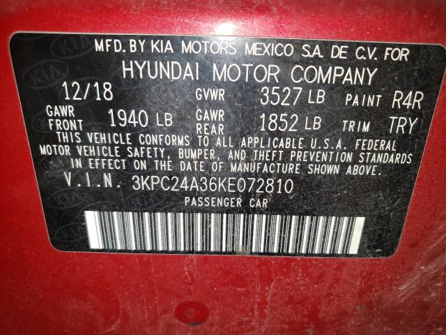 2019 HYUNDAI ACCENT SE 3KPC24A36KE072810