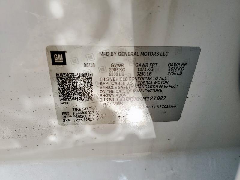 2019 CHEVROLET TAHOE POLI 1GNLCDECXKR127827