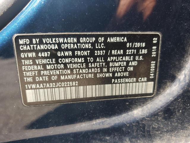 2018 VOLKSWAGEN PASSAT S 1VWAA7A32JC022582