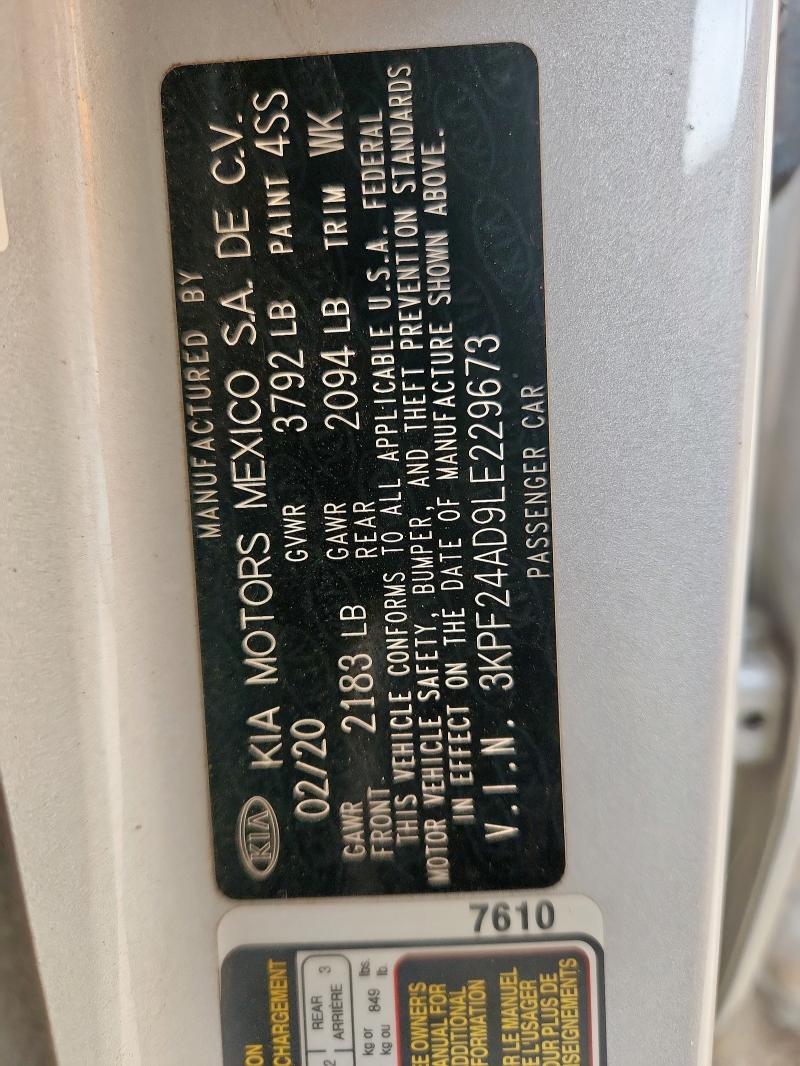 2020 KIA FORTE FE 3KPF24AD9LE229673