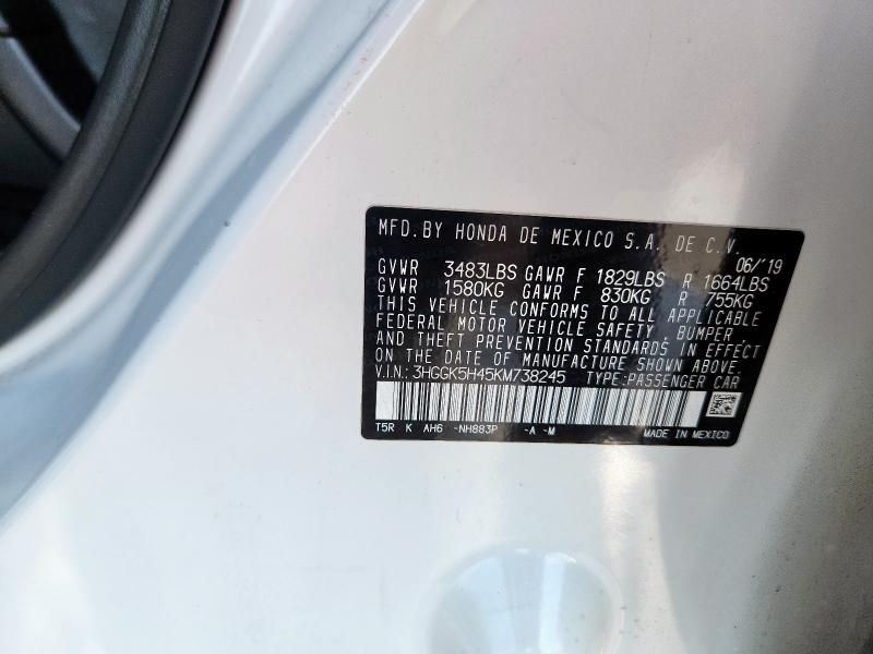 2019 HONDA FIT LX 3HGGK5H45KM738245