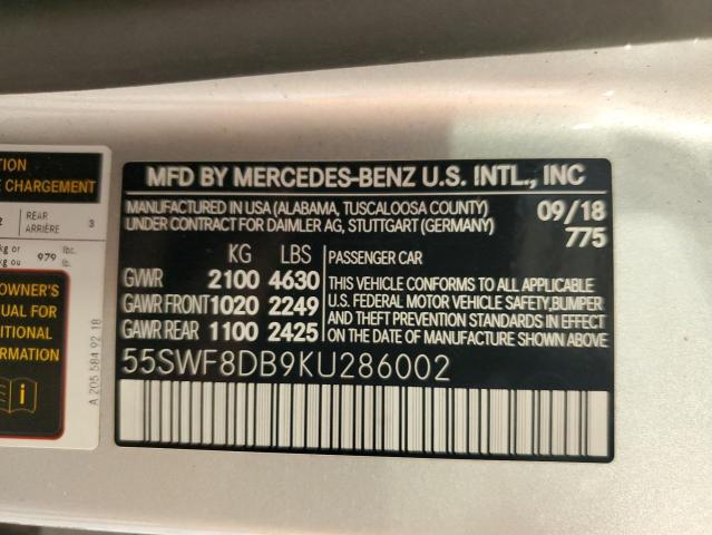 2019 MERCEDES-BENZ C 300 55SWF8DB9KU286002