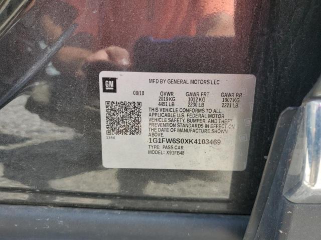 2019 CHEVROLET BOLT EV LT 1G1FW6S0XK4103469