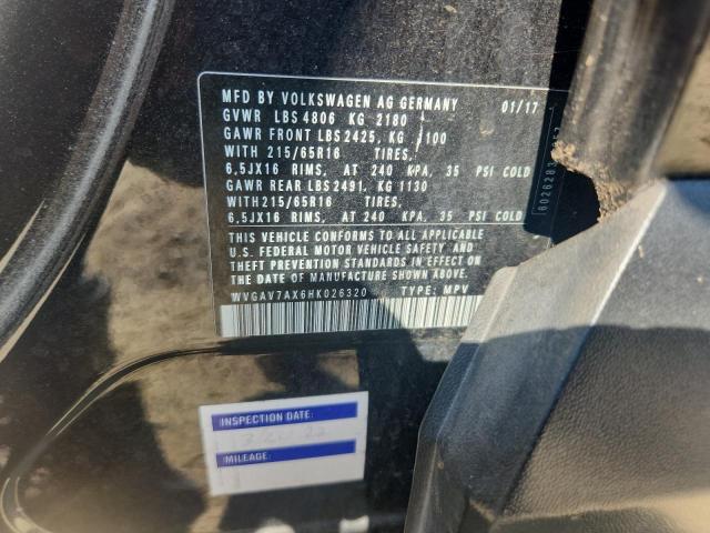 2017 VOLKSWAGEN TIGUAN S WVGAV7AX6HK026320