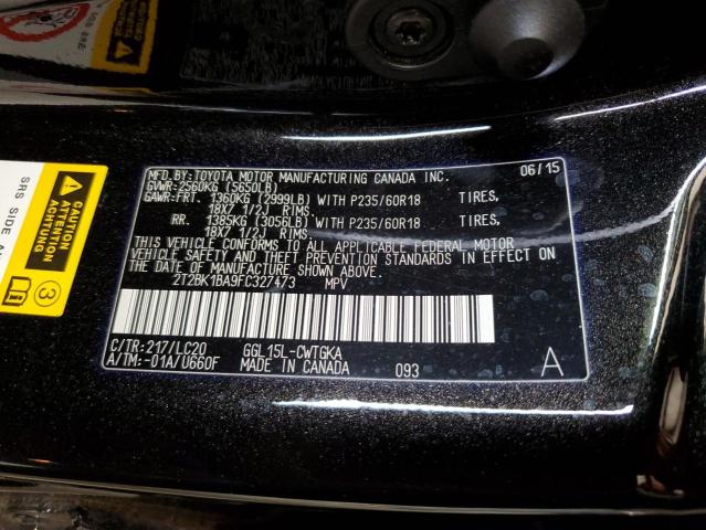 2015 LEXUS RX 350 BASE 2T2BK1BA9FC327473