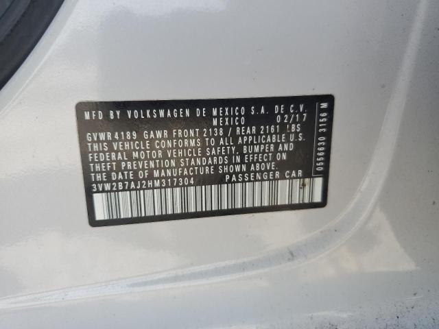2017 VOLKSWAGEN JETTA S 3VW2B7AJ2HM317304