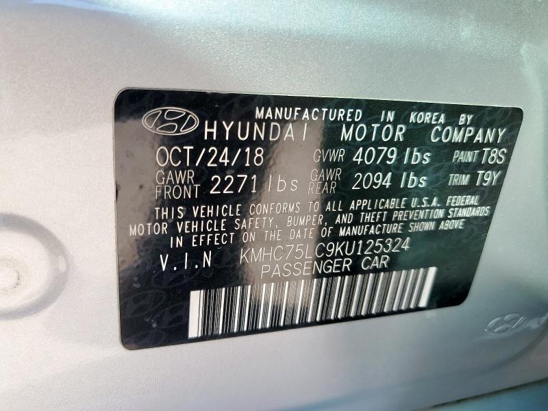 2019 HYUNDAI IONIQ SEL KMHC75LC9KU125324