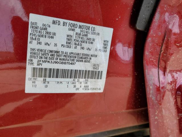 2016 FORD EDGE SEL 2FMPK3J90GBB70497