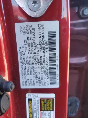 2022 HONDA CR-V TOURI 5J6RT6H97NL057932