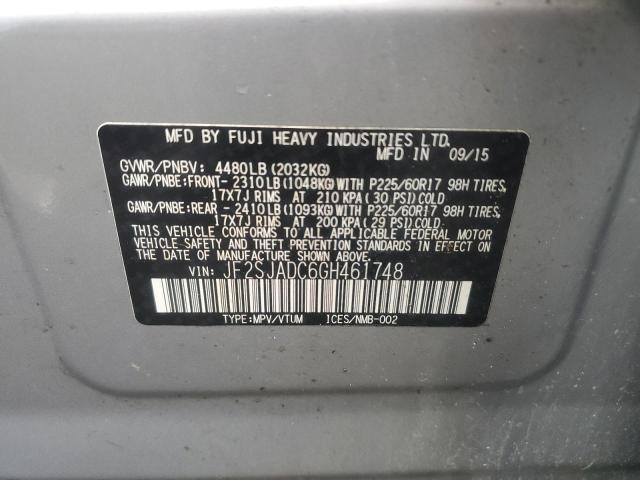 2016 SUBARU FORESTER 2 JF2SJADC6GH461748