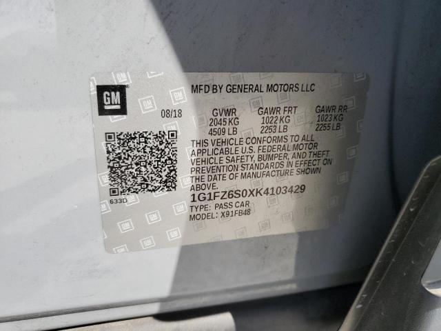 2019 CHEVROLET BOLT EV PREMIER 1G1FZ6S0XK4103429