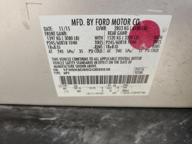 2016 FORD EXPLORER X 1FM5K8D85GGB50536
