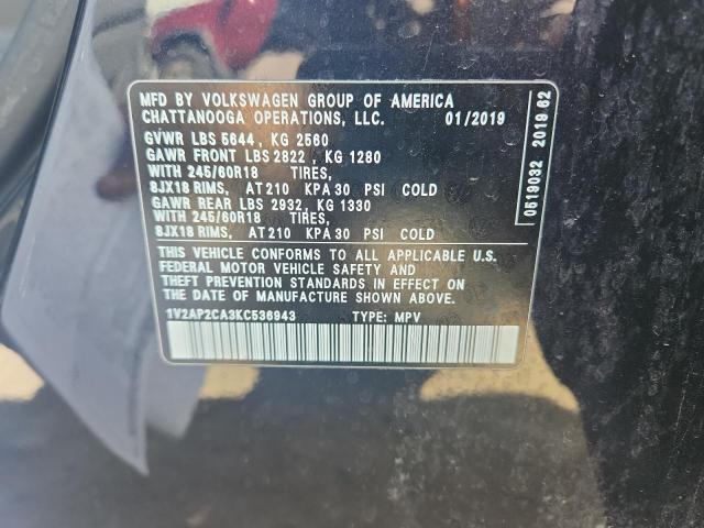 2019 VOLKSWAGEN ATLAS S 1V2AP2CA3KC536943