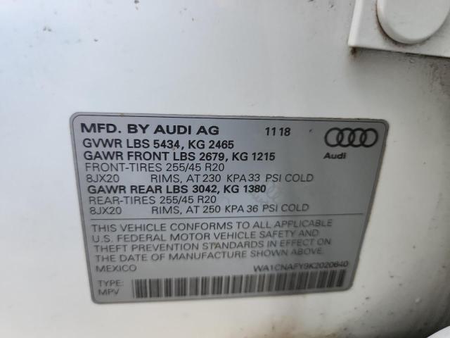2019 AUDI Q5 PRESTIG WA1CNAFY9K2020640
