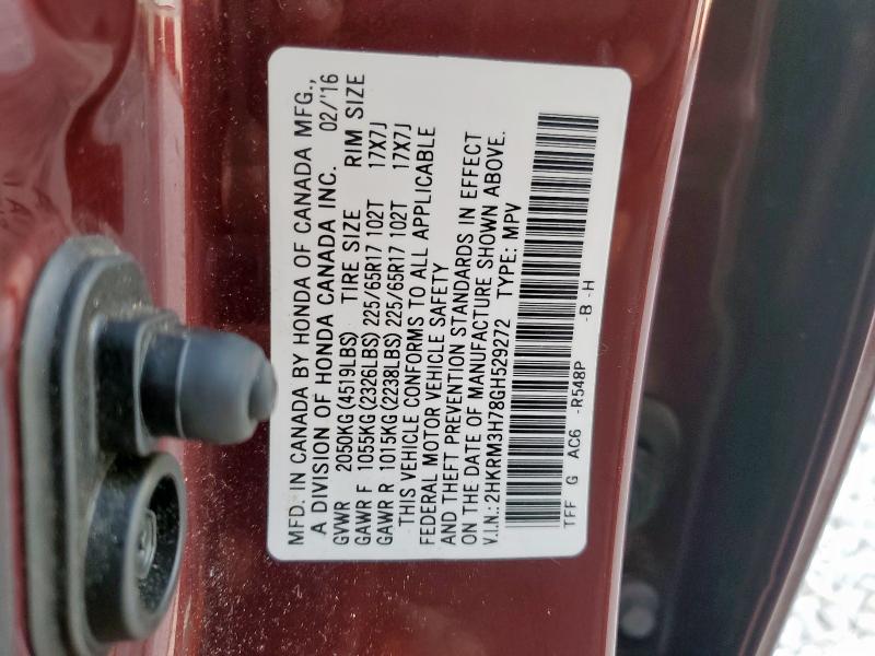 2016 HONDA CR-V EXL - 2HKRM3H78GH529272