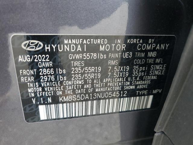 2022 HYUNDAI SANTA FE LIMITED KM8S5DA13NU054512