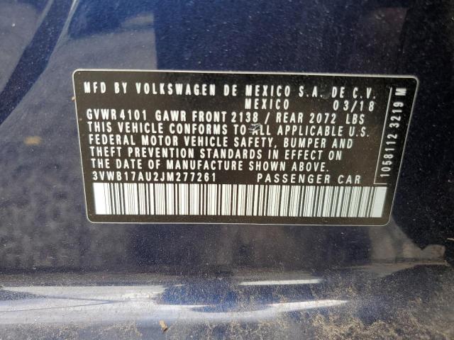 2018 VOLKSWAGEN GOLF S 3VWB17AU2JM277261