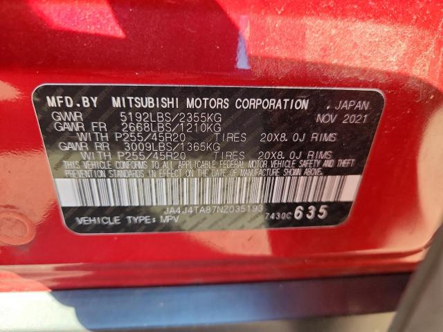 2022 MITSUBISHI OUTLANDER ES JA4J4TA87NZ035193