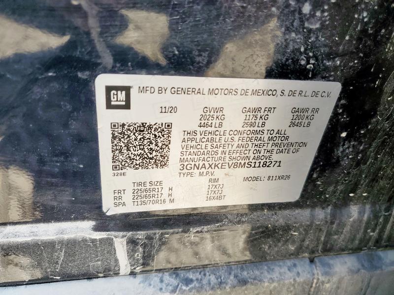 2021 CHEVROLET EQUINOX LT 3GNAXKEV8MS118271