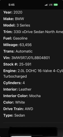 2020 BMW 330XI 3MW5R7J01L8B04XXX