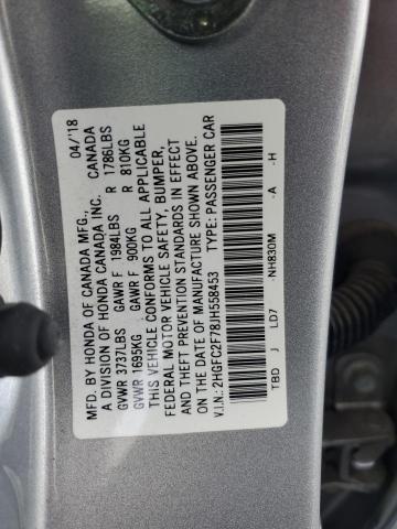 2018 HONDA CIVIC EX 2HGFC2F78JH558453