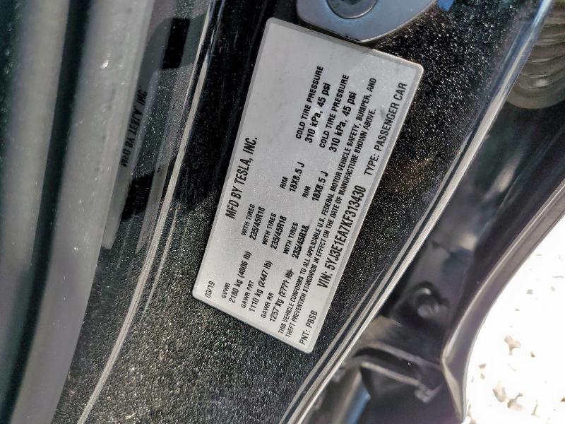 2019 TESLA MODEL 3 - 5YJ3E1EA7KF313430